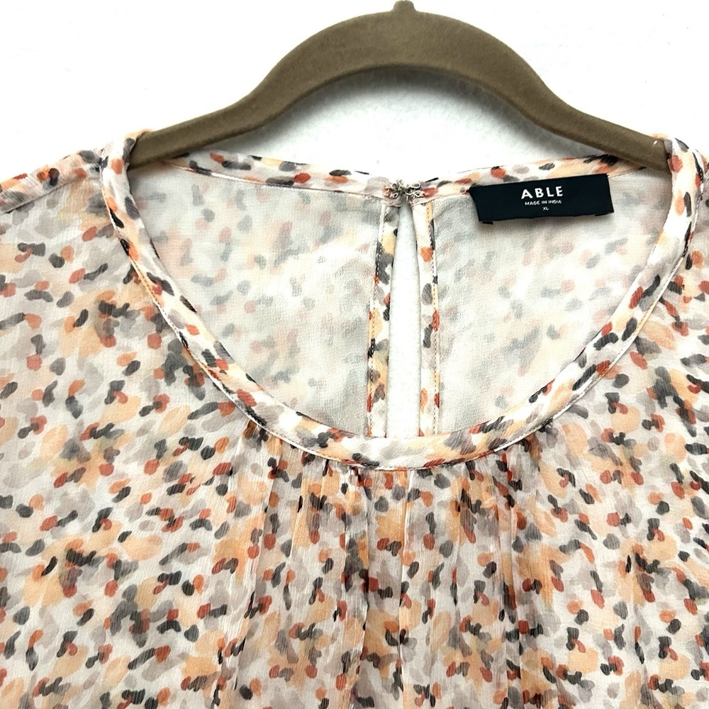 Able XL Jasmine Bell Sleeve Confetti Dot Printed Blouse Chiffon Cupro - Picture 2 of 13